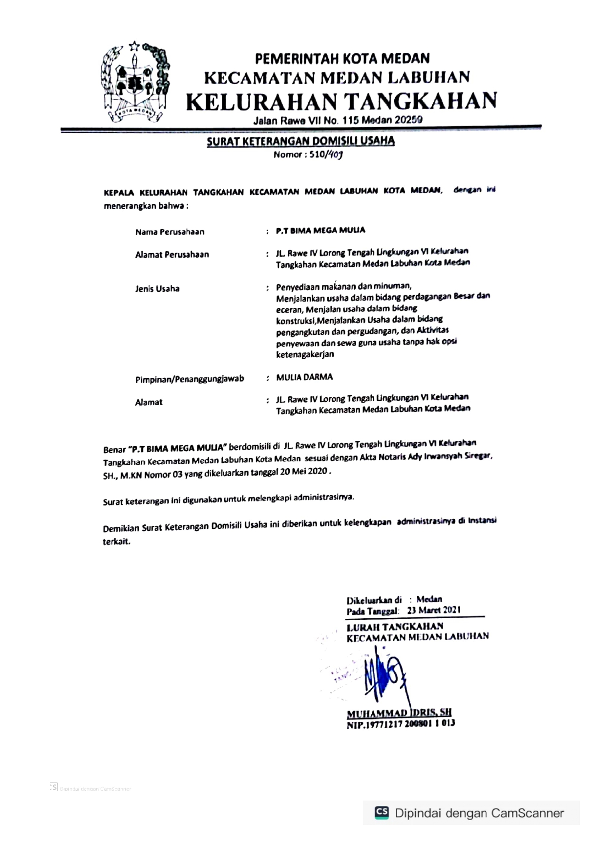 SURAT KETERANGAN DOMISI USAHA